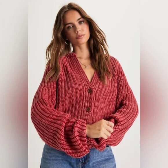 Free People Sweet Nothing Cardi Cherry XS - Picture 2 of 4